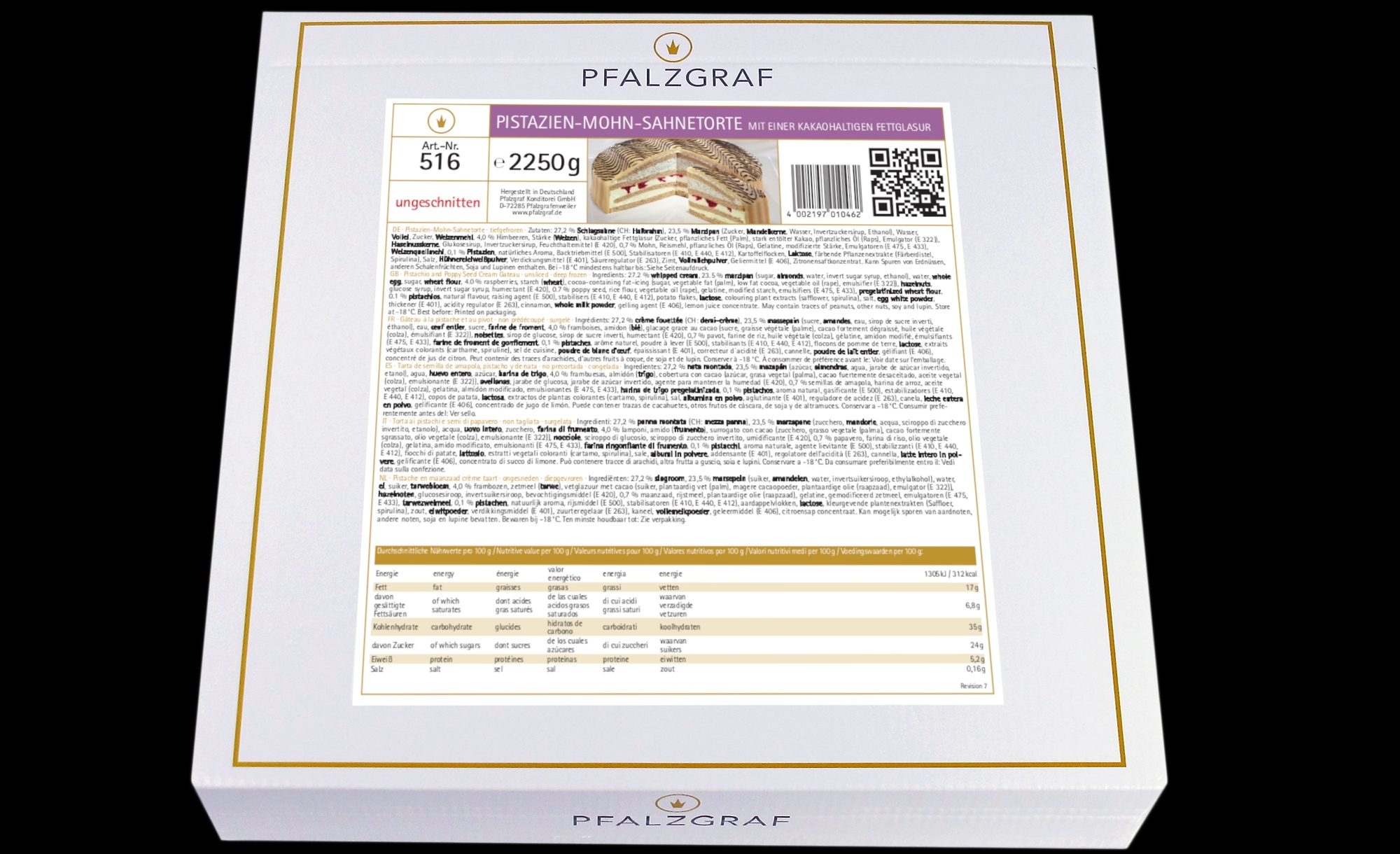 Pistazien-Mohn-Sahnetorte 2250g