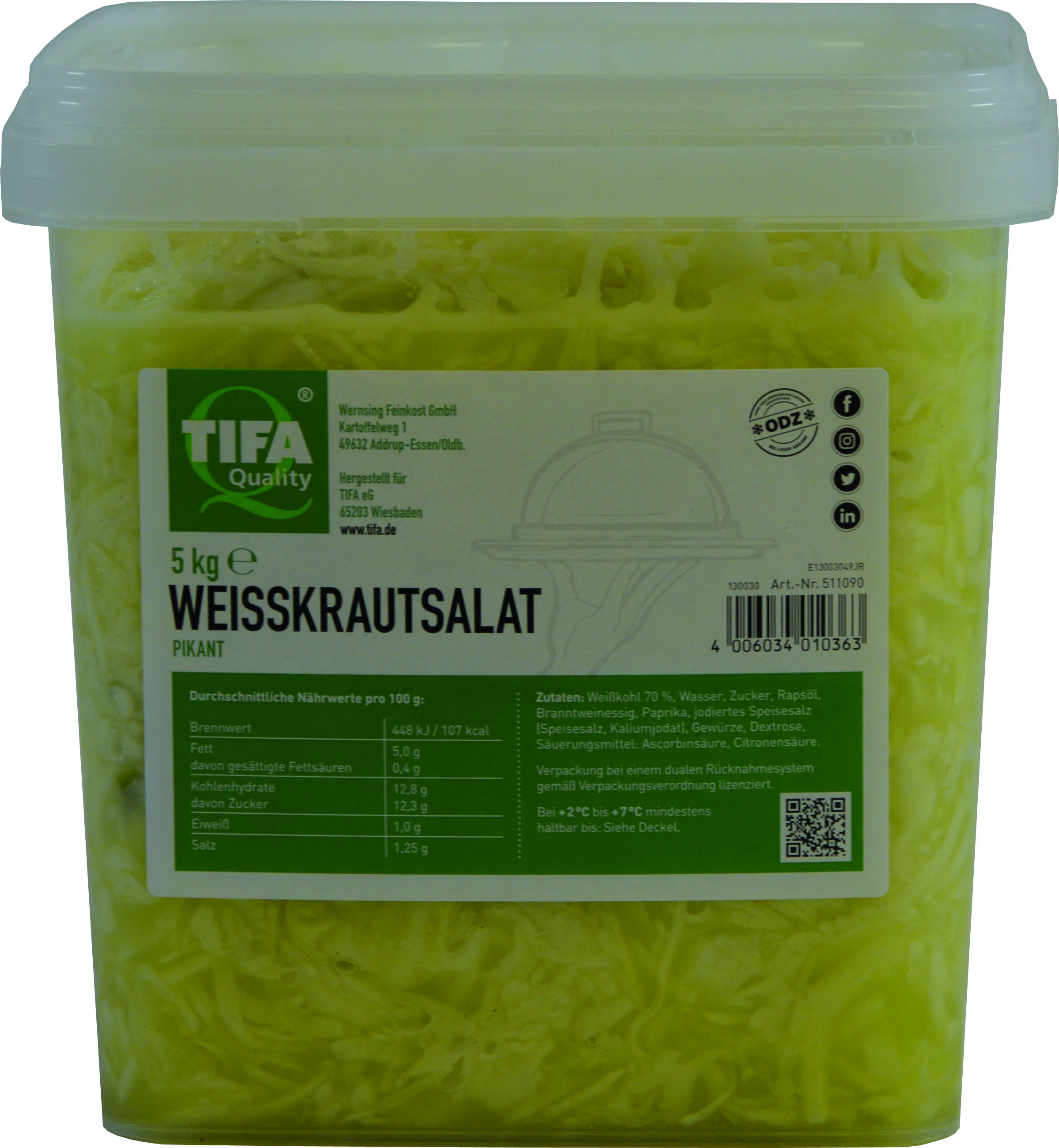 Weißkrautsalat Pikant 5000g